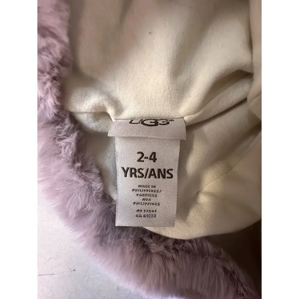 UGG KIDS FAUX FUR BEANIE WITH POM POM PINK 2-4 Yrs